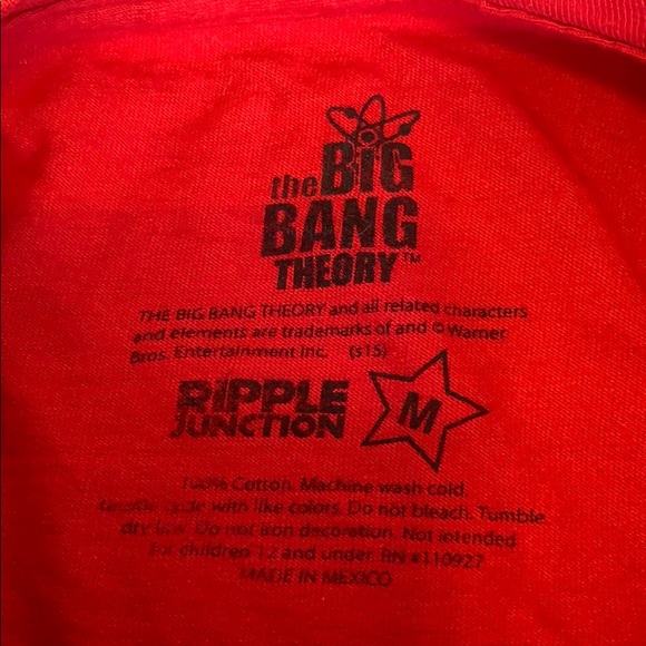 BIG BANG AUTHENTIC GRAPHIC TEE RED MEDIUM BAZINGA! - Picture 3 of 3